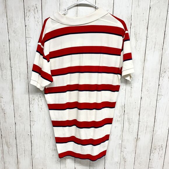Polo Ralph Lauren Shirt Men Size Medium Collared Button Stripe Polo Red White - Picture 9 of 9